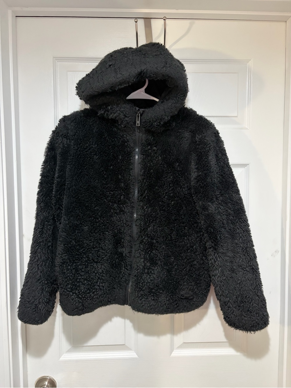 UNDER ARMOUR Girl’s Faux Fur Sherpa Black Fleece Zip-Up Hooded Jacket